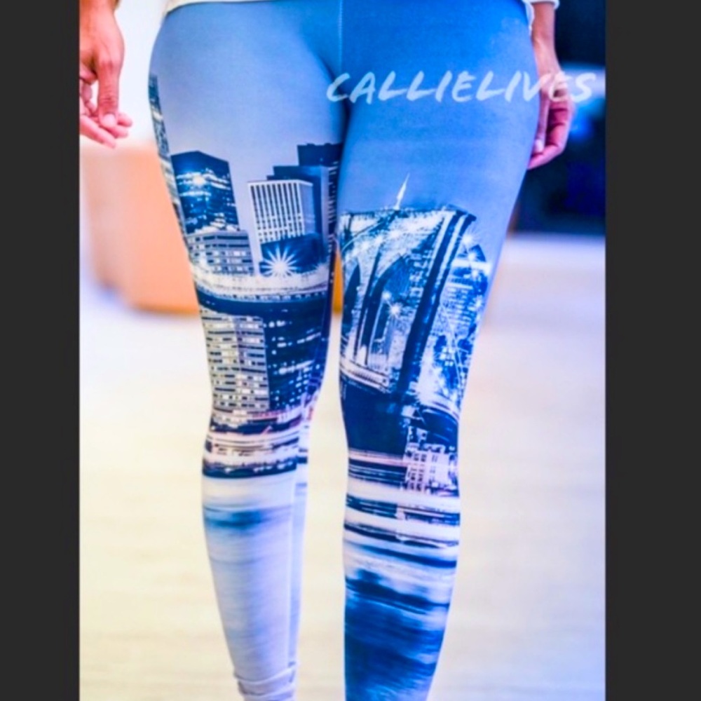 3D Print Blue City Skyline Leggings